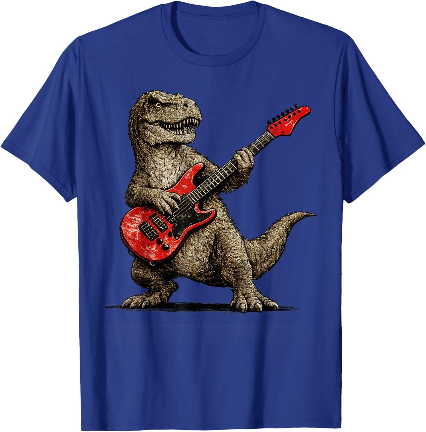 Funny T-Rex Playing Guitar Rock and Roll Gifts Men Women Kid T-Shirt - T-Shirt | Royal