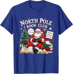 North Pole Book Club Cozy Christmas Reading Gift T-Shirt - T-Shirt | Royal