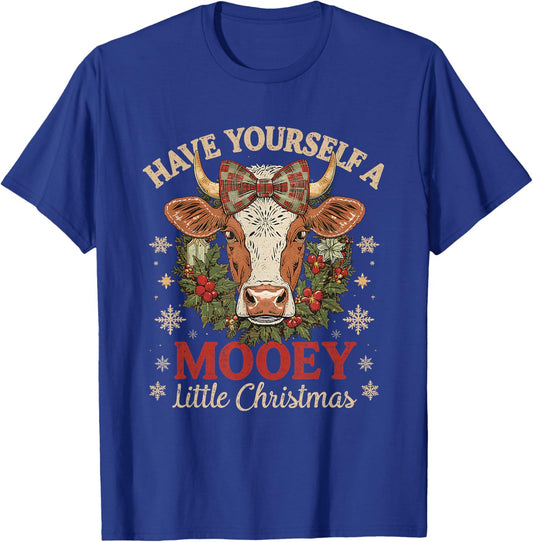 Mooey Little Christmas Cow Holiday Farm Design T-Shirt - T-Shirt | Royal