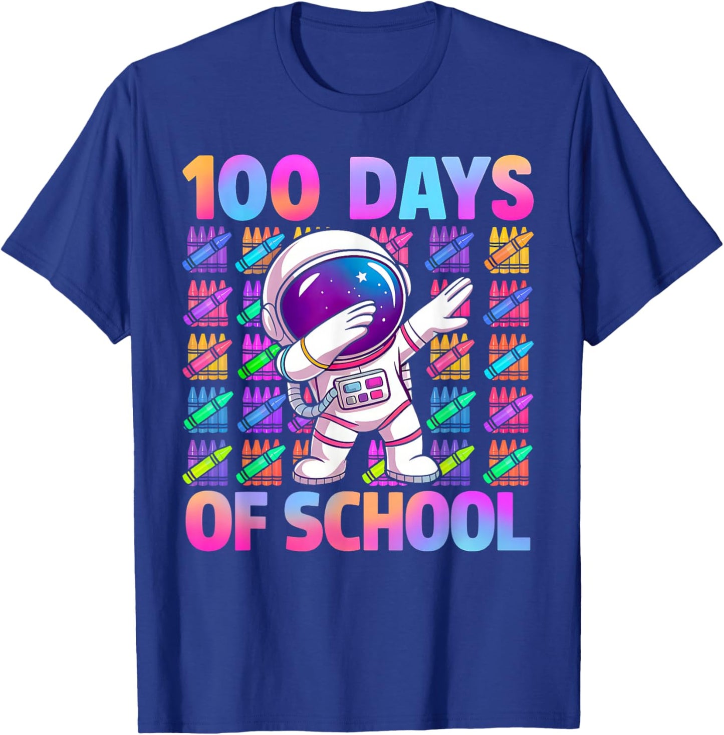 100 Days of School Space Astronaut 100th Day of School Boys T-Shirt - T-Shirt | Royal