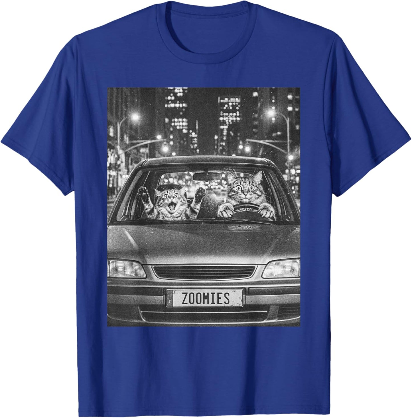 Funny Zoomies Tabby Cat Selfie Bad Driver Meme Bootleg T-Shirt - T-Shirt | Royal
