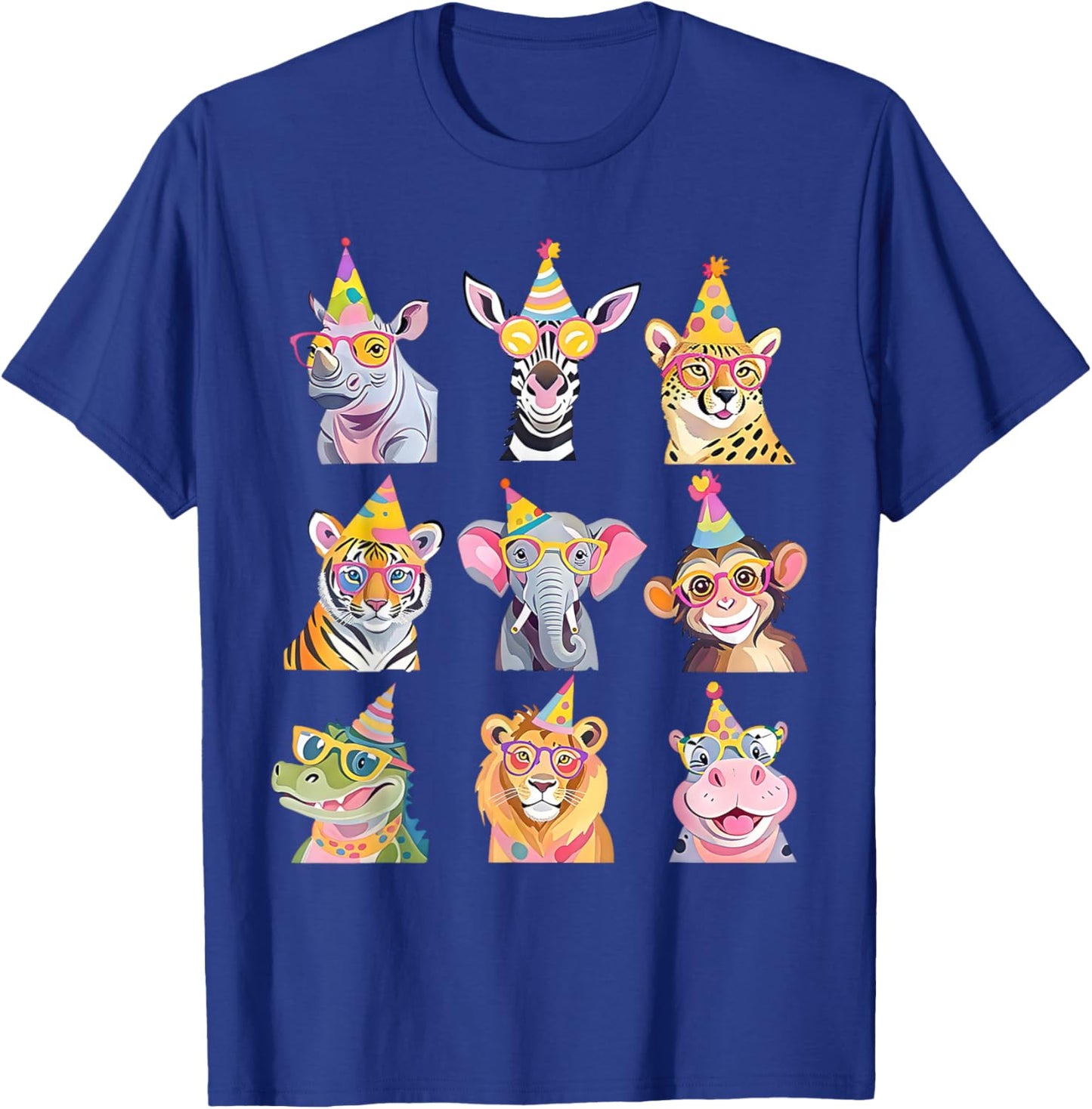 Cute Party Animals Birthday Wildlife Zoo Birthday Boys Kids T-Shirt - T-Shirt | Royal
