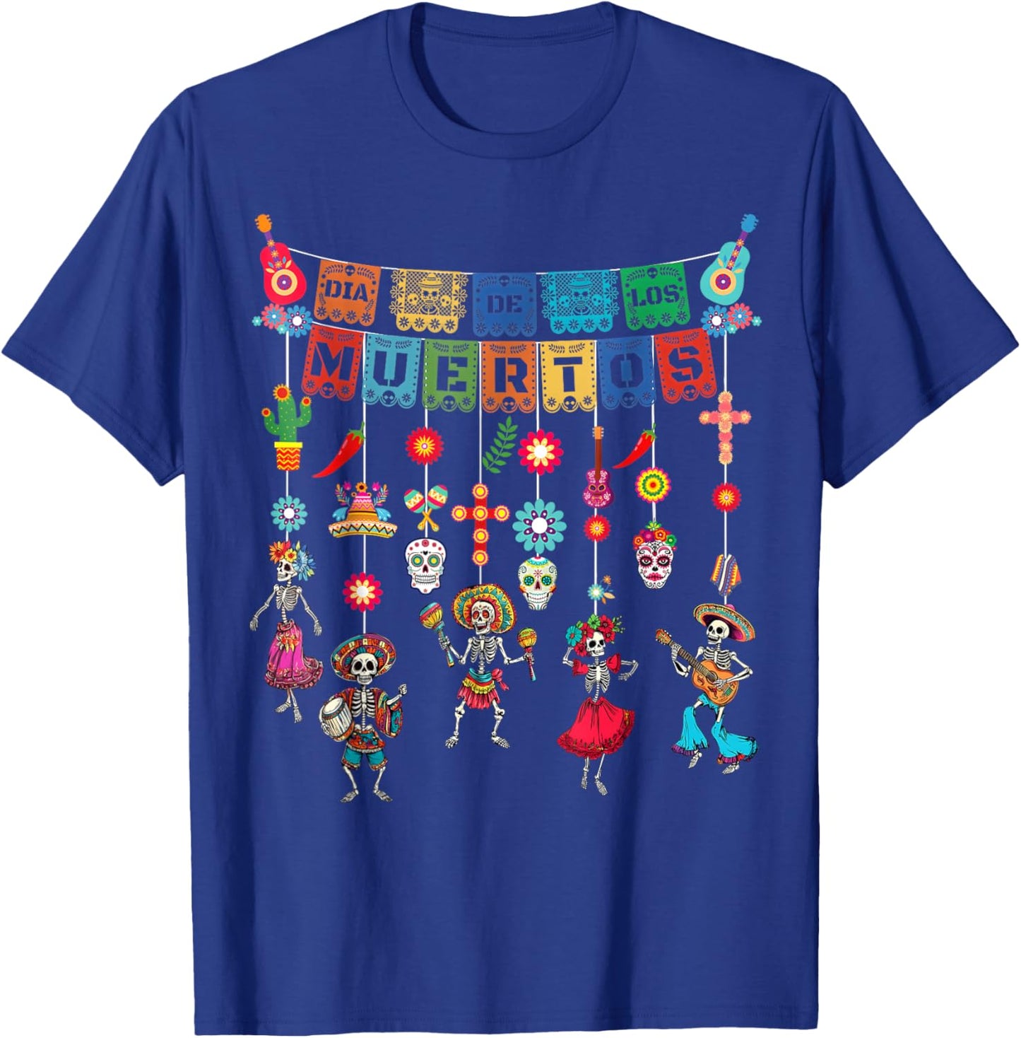 Dia De Los Muertos Sugar Skull Dancing Day The Dead 2025 T-Shirt - T-Shirt | Royal