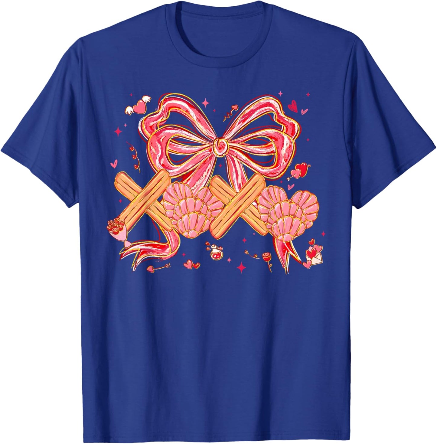 XOXO Conchas y Churros Mexican Bread Lover Concha Valentines T-Shirt - T-Shirt | Royal