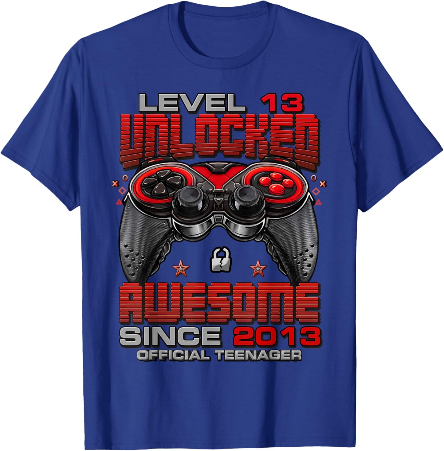 Level 13 Unlocked Awesome Since 2013 13th Birthday Gaming T-Shirt - T-Shirt | Royal