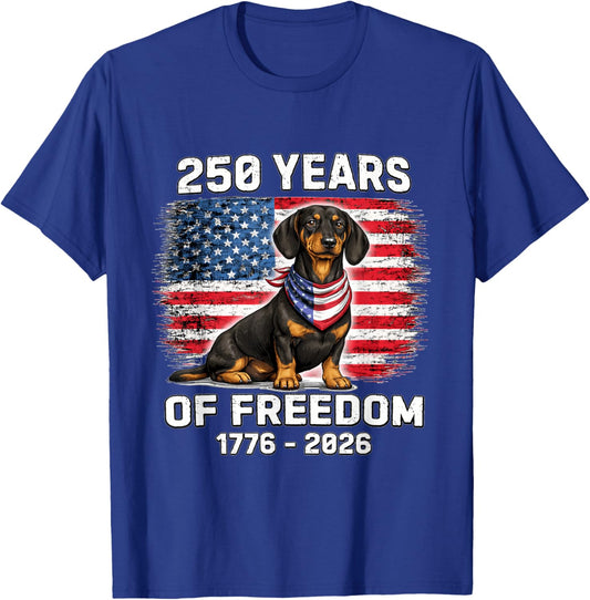 250 Years America Anniversary Dachshund 250th Anniversary T-Shirt - T-Shirt | Royal