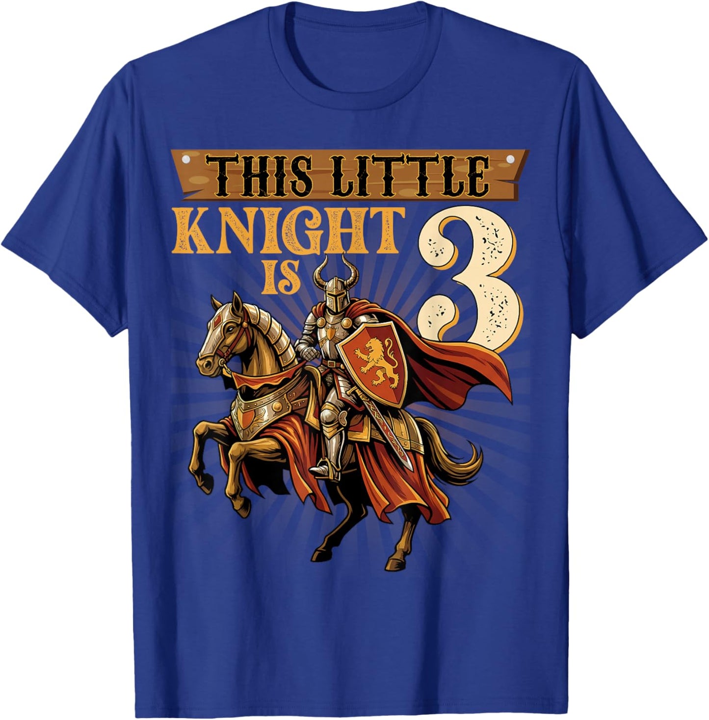 Knight Birthday 3 Years Old Boys 3rd Knight Birthday Party T-Shirt - T-Shirt | Royal