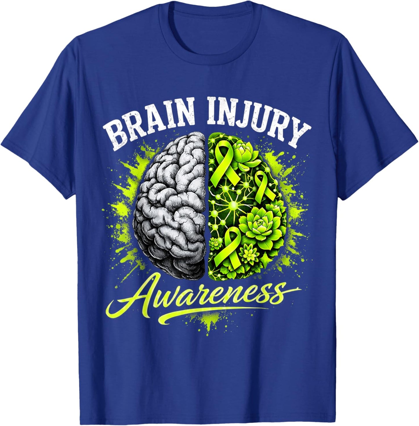 TBI Brain Injury Awareness Survivor Warrior Men Women T-Shirt - T-Shirt | Royal