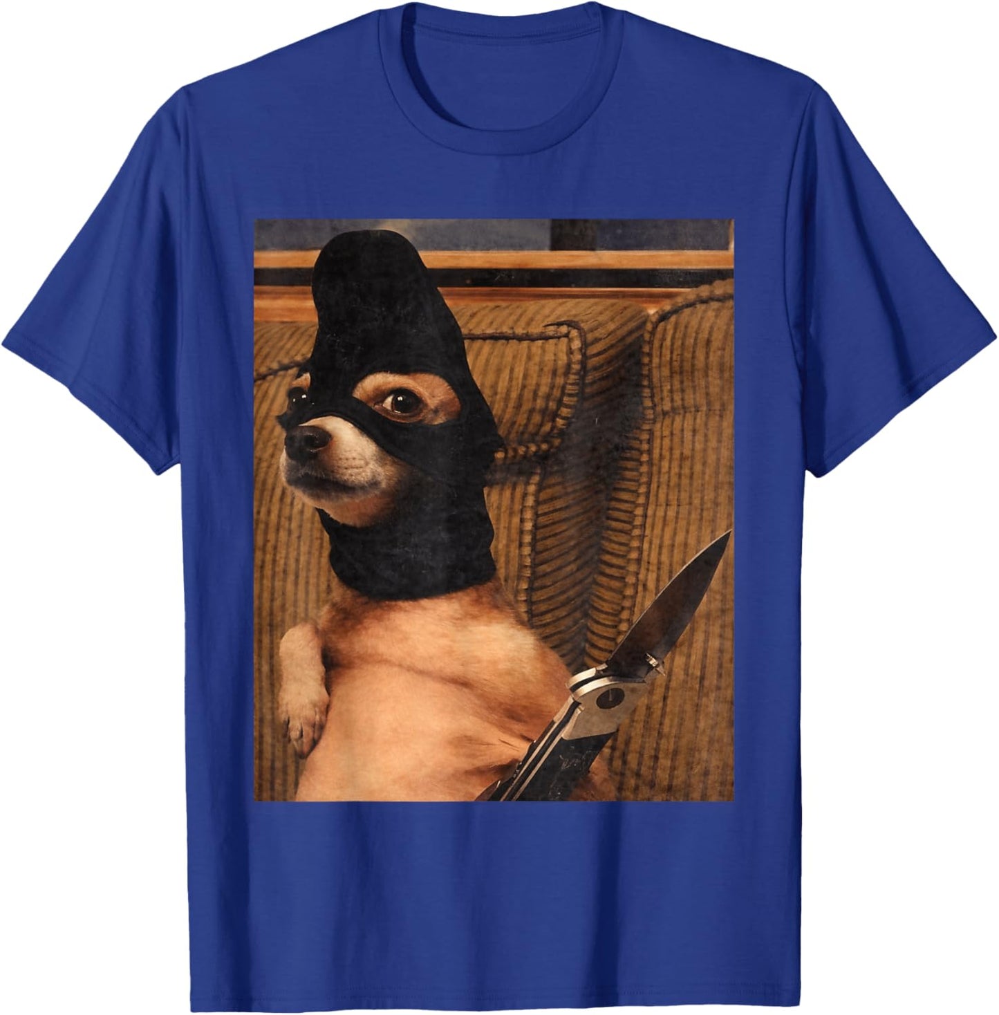 Funny Option Dog with Pocket Knife Funny Dog Art T-Shirt - T-Shirt | Royal
