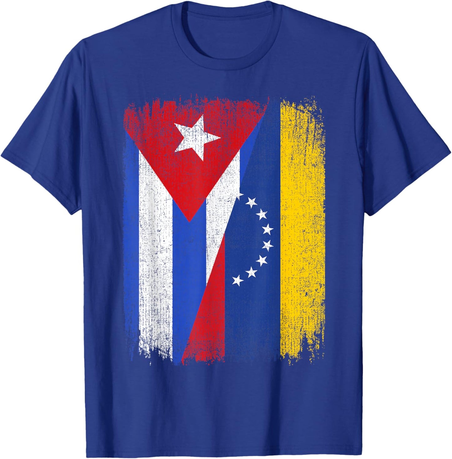 Half Cuba Venezuela Flag Cuban Venezuelan Pride Roots T-Shirt - T-Shirt | Royal