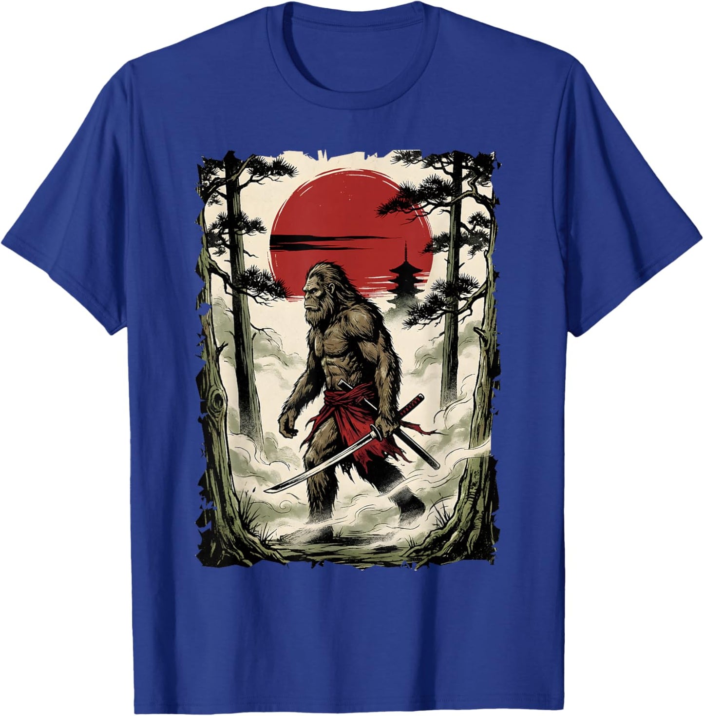 Samurai Bigfoot Warrior Japanese Art Anime Bigfoot Samurai T-Shirt - T-Shirt | Royal