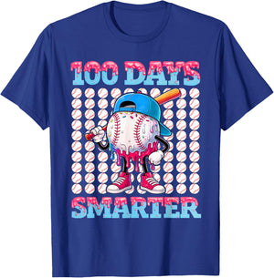 100 Days Smarter Baseball Drip Boys 100 Days of School Kids T-Shirt - T-Shirt | Royal