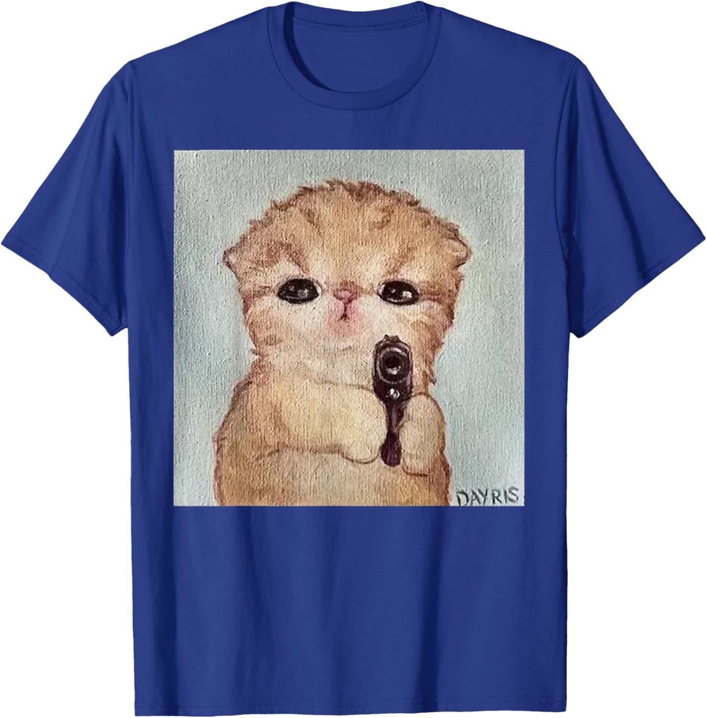 Angry Kitty with Gun Funny Cat Meme Kawaii Kitty Joke T-Shirt - T-Shirt | Royal