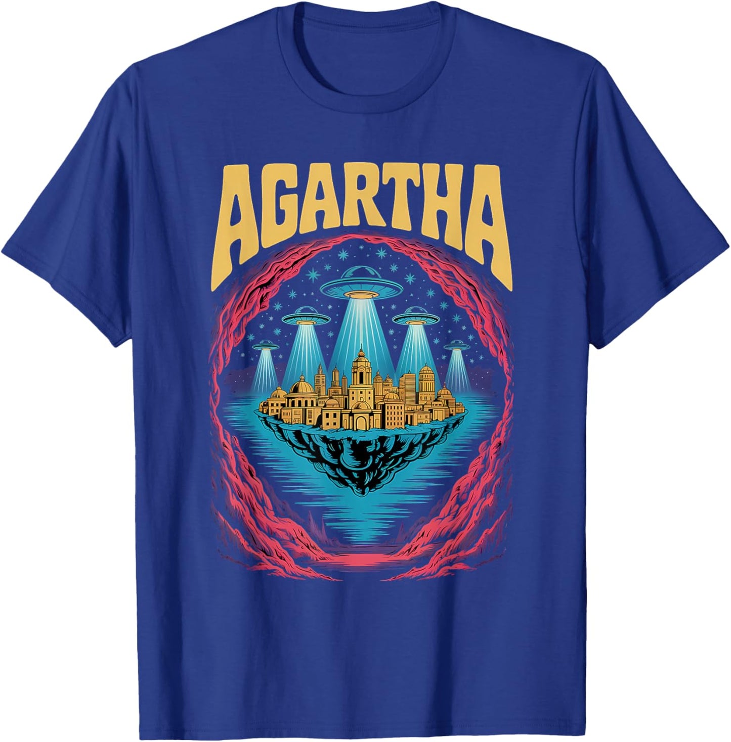 Agartha City UFO Underground Hidden World Sci Fi Mystic T-Shirt - T-Shirt | Royal