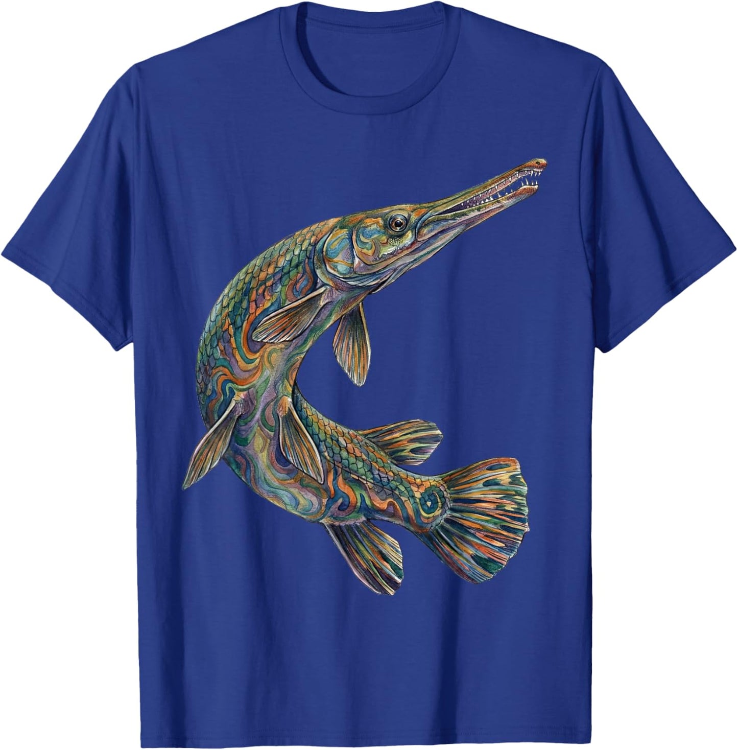 Gar Fish Abstract Aquatic Art Freshwater Biology Art T-Shirt - T-Shirt | Royal