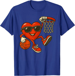 Valentines Day Basketball Funny Red Heart Love Boys Kids T-Shirt - T-Shirt | Royal