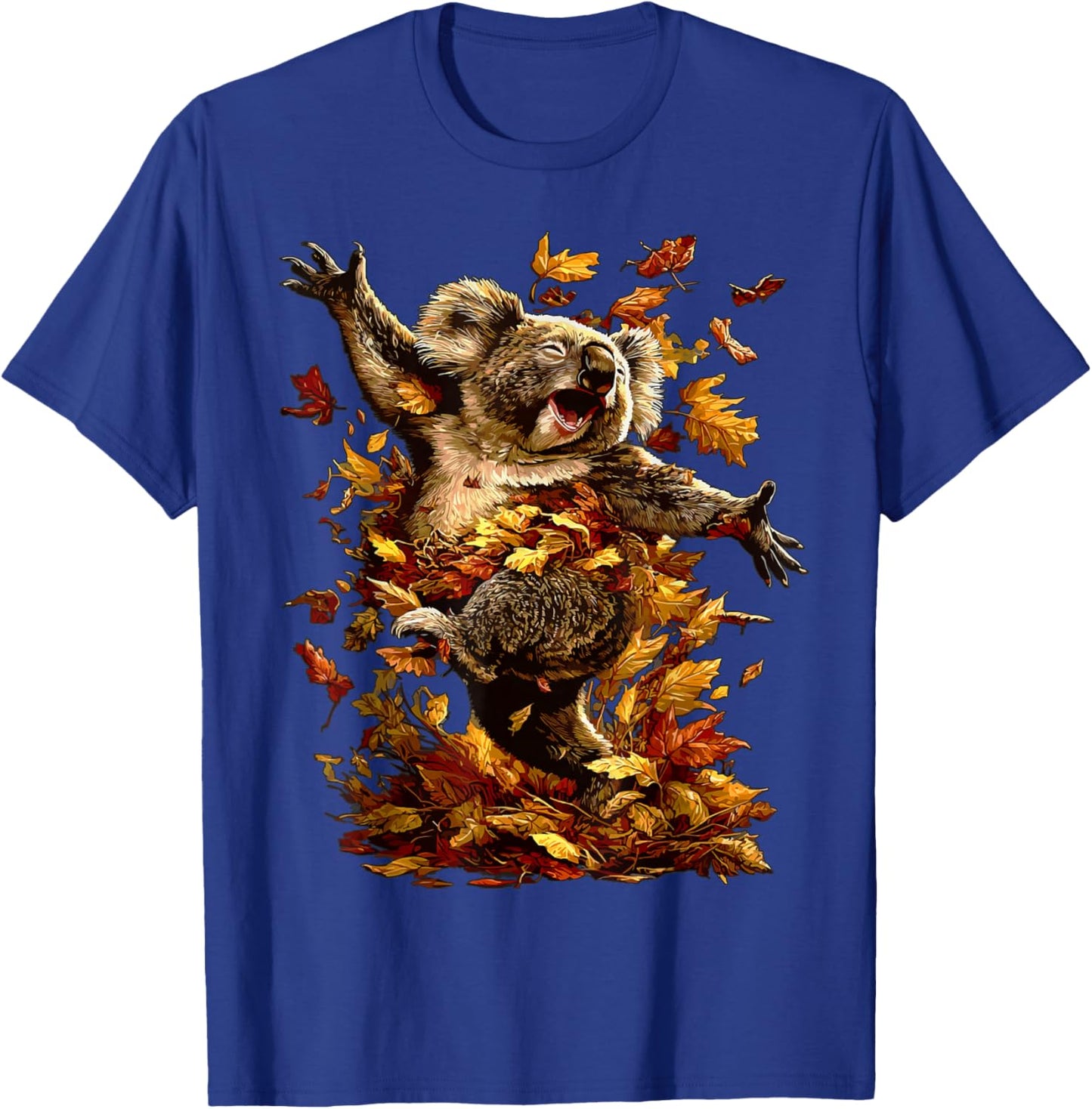 Cute Koala with Fall Leaves Forest Animal Autumn Aesthetic T-Shirt - T-Shirt | Royal