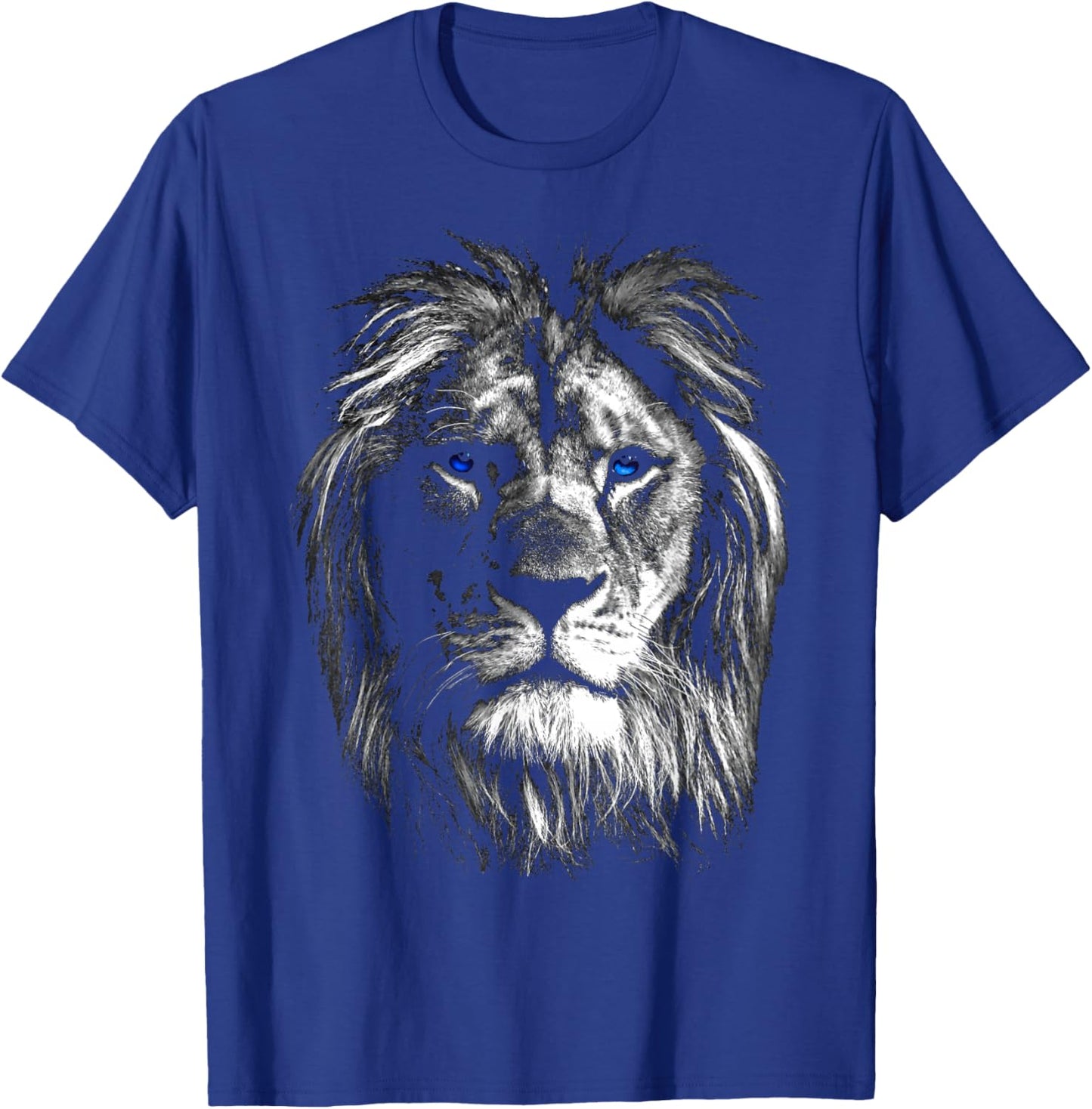 Cool Lion Animal Artwork Motif Blue Eyes Africa King T-Shirt - T-Shirt | Royal