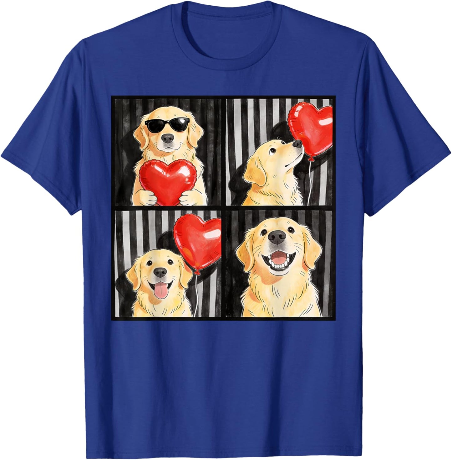 Funny Golden Retriever Photobooth Dog Lover Valentines T-Shirt - T-Shirt | Royal