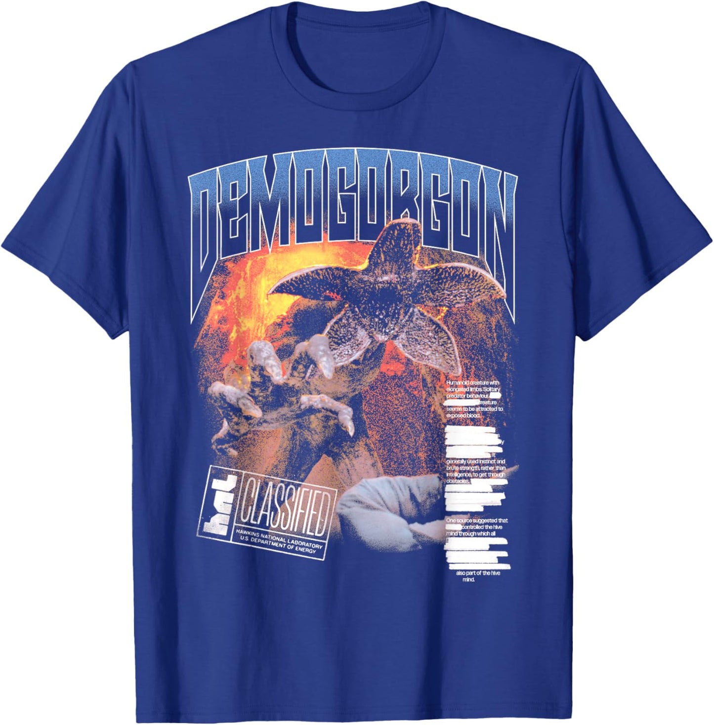 Stranger Things Demogorgon Classified Lab Poster T-Shirt - T-Shirt | Royal