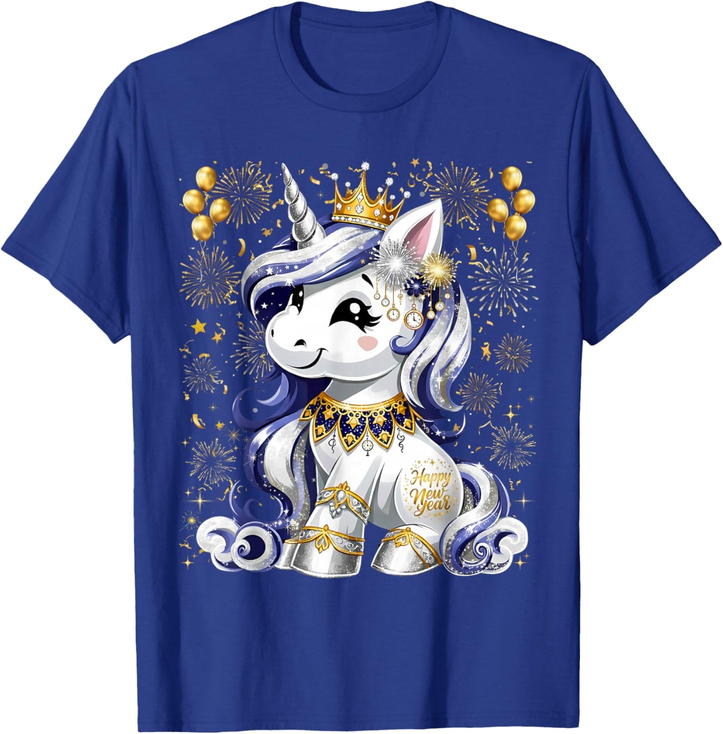 New Year's Eve Hello 2026 Happy New Year 2026 Unicorn T-Shirt - T-Shirt | Royal
