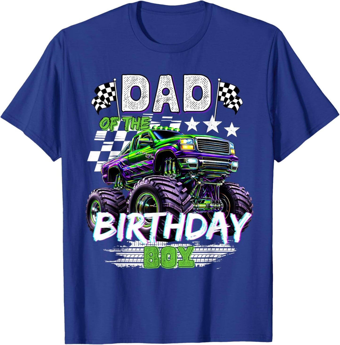 Dad of The Birthday Boy Monster Truck Family Matching T-Shirt - T-Shirt | Royal
