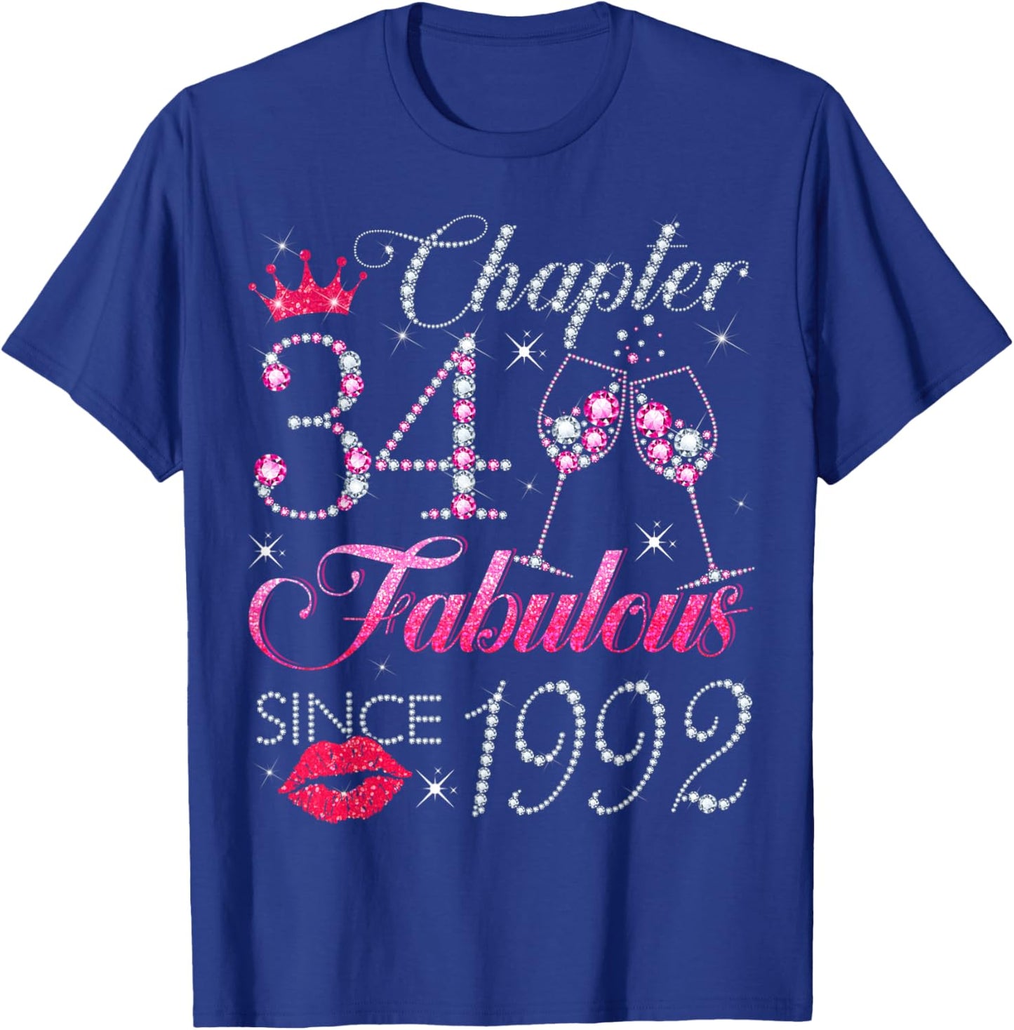 Chapter 34 Fabulous Since 1992 34th Birthday Gift T-Shirt - T-Shirt | Royal