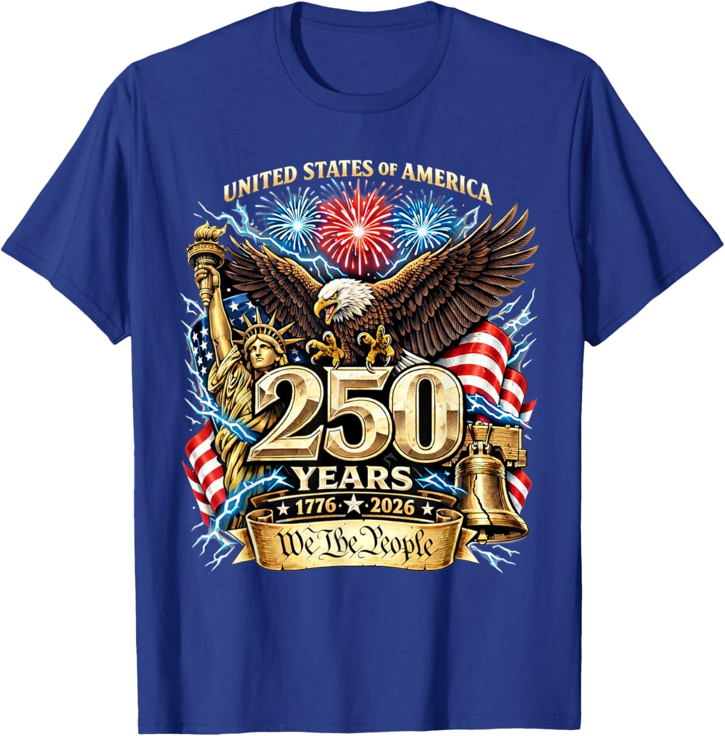 Vintage We The People 250 Years Freedom 1776-2026 Men Women T-Shirt - T-Shirt | Royal