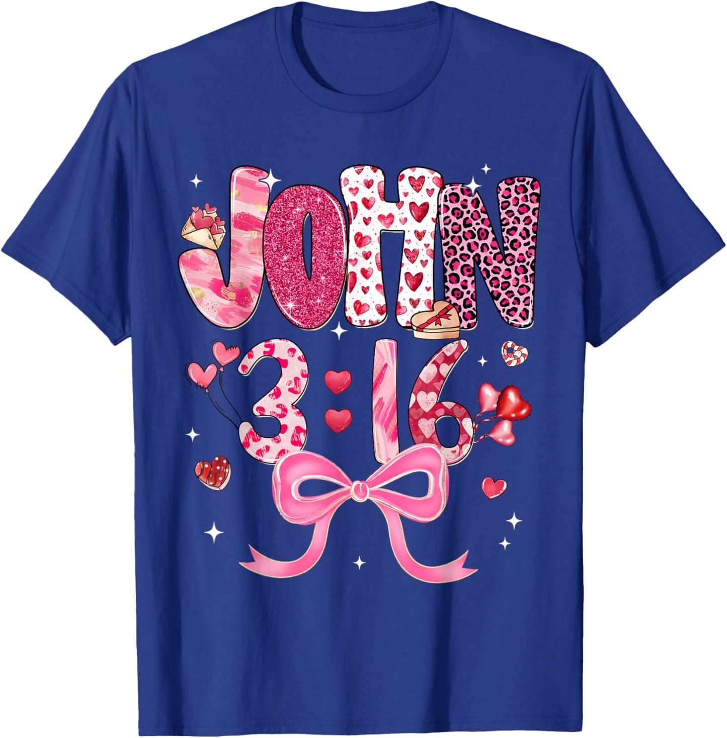 Valentine John 3:16 Coquette Bow Christian Girl Women Kid T-Shirt - T-Shirt | Royal