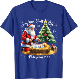 Every Knee Shall Bow Philippians 2:10 Christmas T-Shirt - T-Shirt | Royal