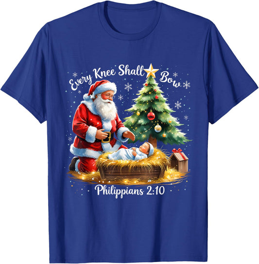 Every Knee Shall Bow Philippians 2:10 Christmas T-Shirt - T-Shirt | Royal