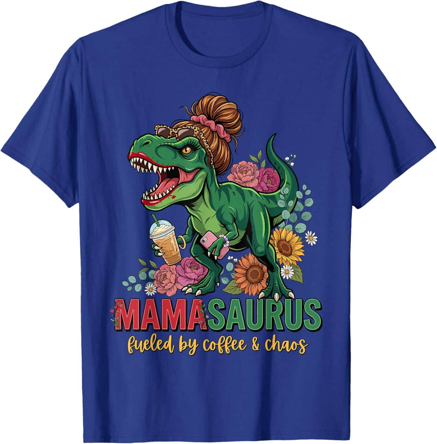 Funny Mom Dinosaur T-Rex Mothers Day Mommy Mamasaurus T-Shirt - T-Shirt | Royal
