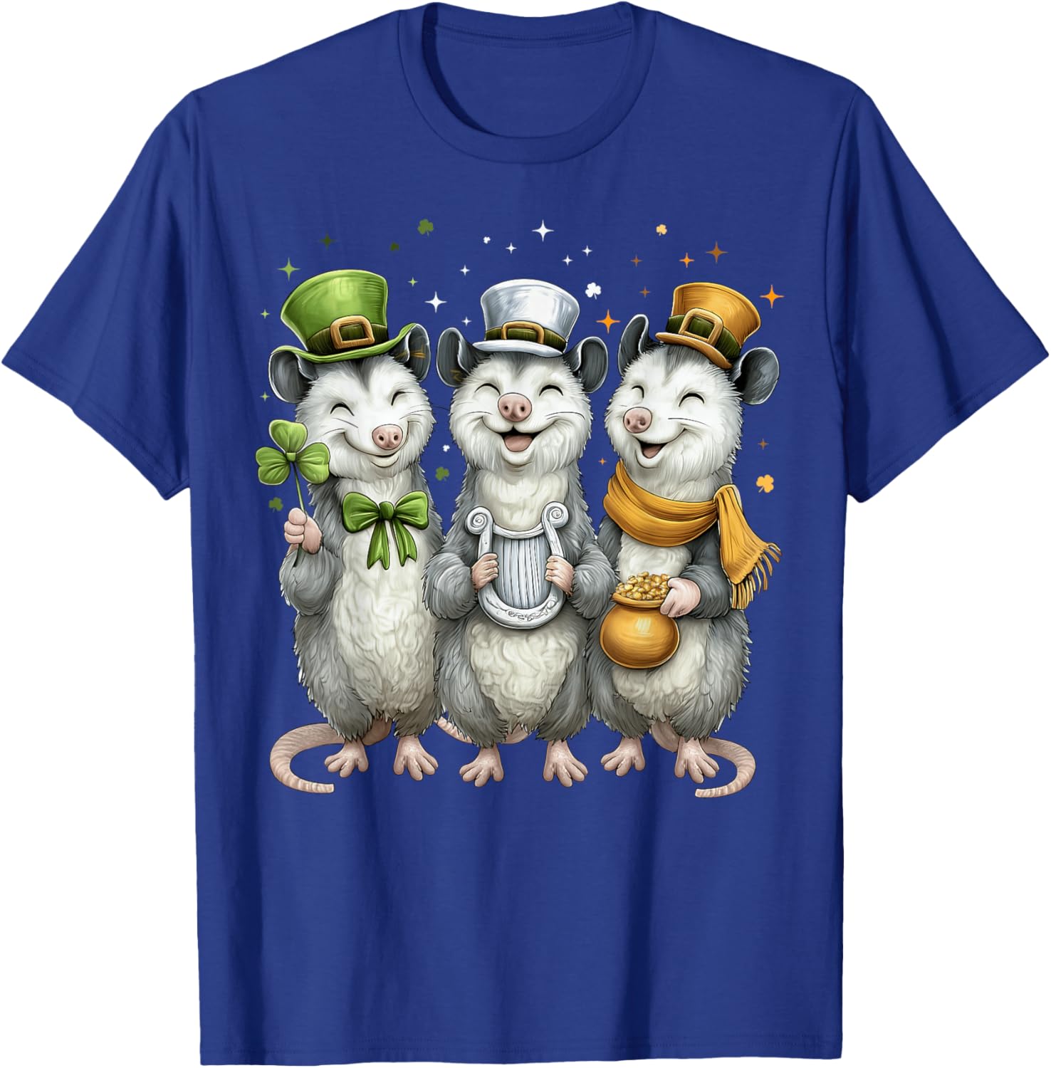 Opossum Possum Leprechaun Shamrock St. Patricks Day Ireland T-Shirt - T-Shirt | Royal