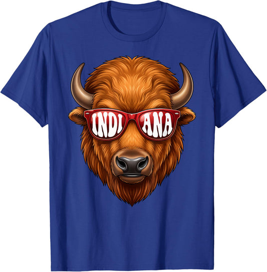 Vintage Bison with Sunglasses Women Kids T-Shirt - T-Shirt | Royal