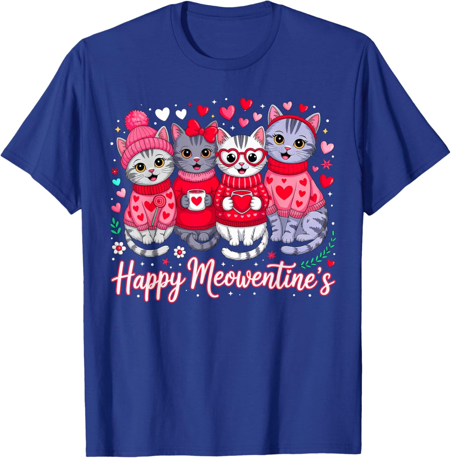 Happy Meowentines, Valentine Cat Lovers T-Shirt - T-Shirt | Royal