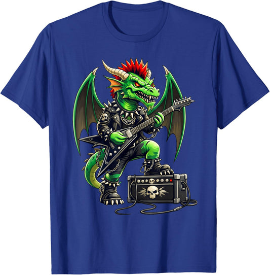 Punk Rock'n Roll Goth Dragon Guitar Band Kids Boys Girls T-Shirt - T-Shirt | Royal