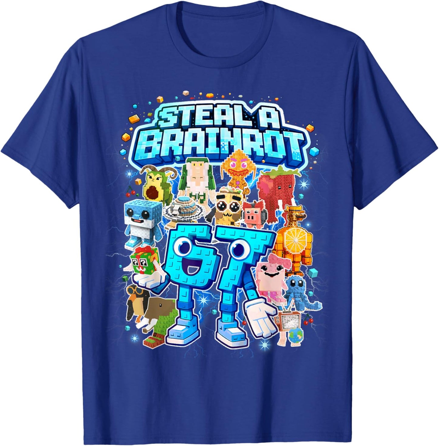 Six Seven 67 Steal a Brainrot Meme Funny Gifts for Kids Boys T-Shirt - T-Shirt | Royal