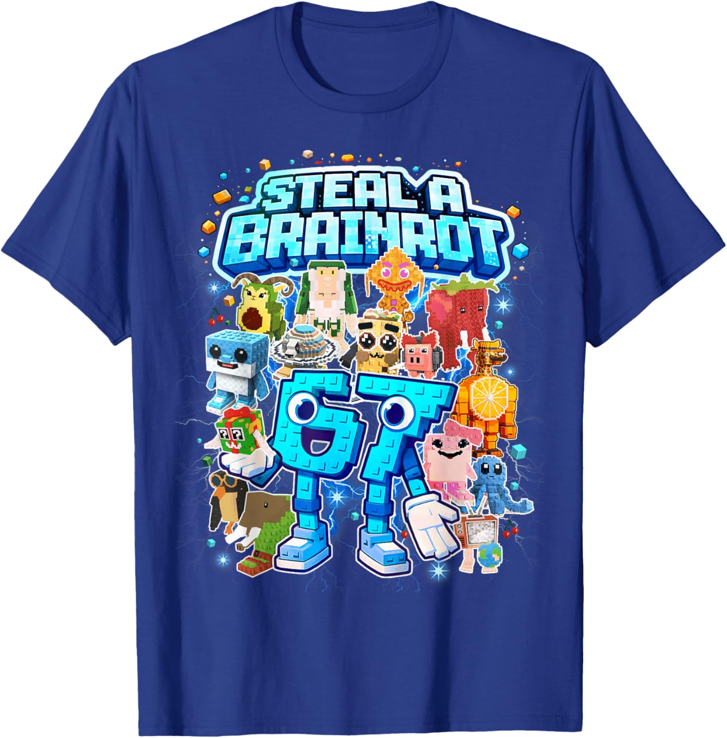 Six Seven 67 Steal a Brainrot Meme Funny Gifts for Kids Boys T-Shirt - T-Shirt | Royal