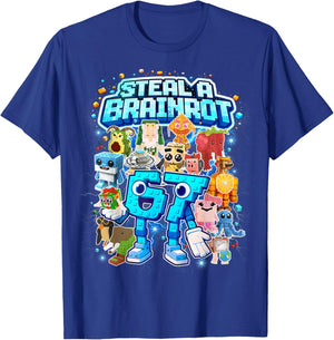 Six Seven 67 Steal a Brainrot Meme Funny Gifts for Kids Boys T-Shirt - T-Shirt | Royal