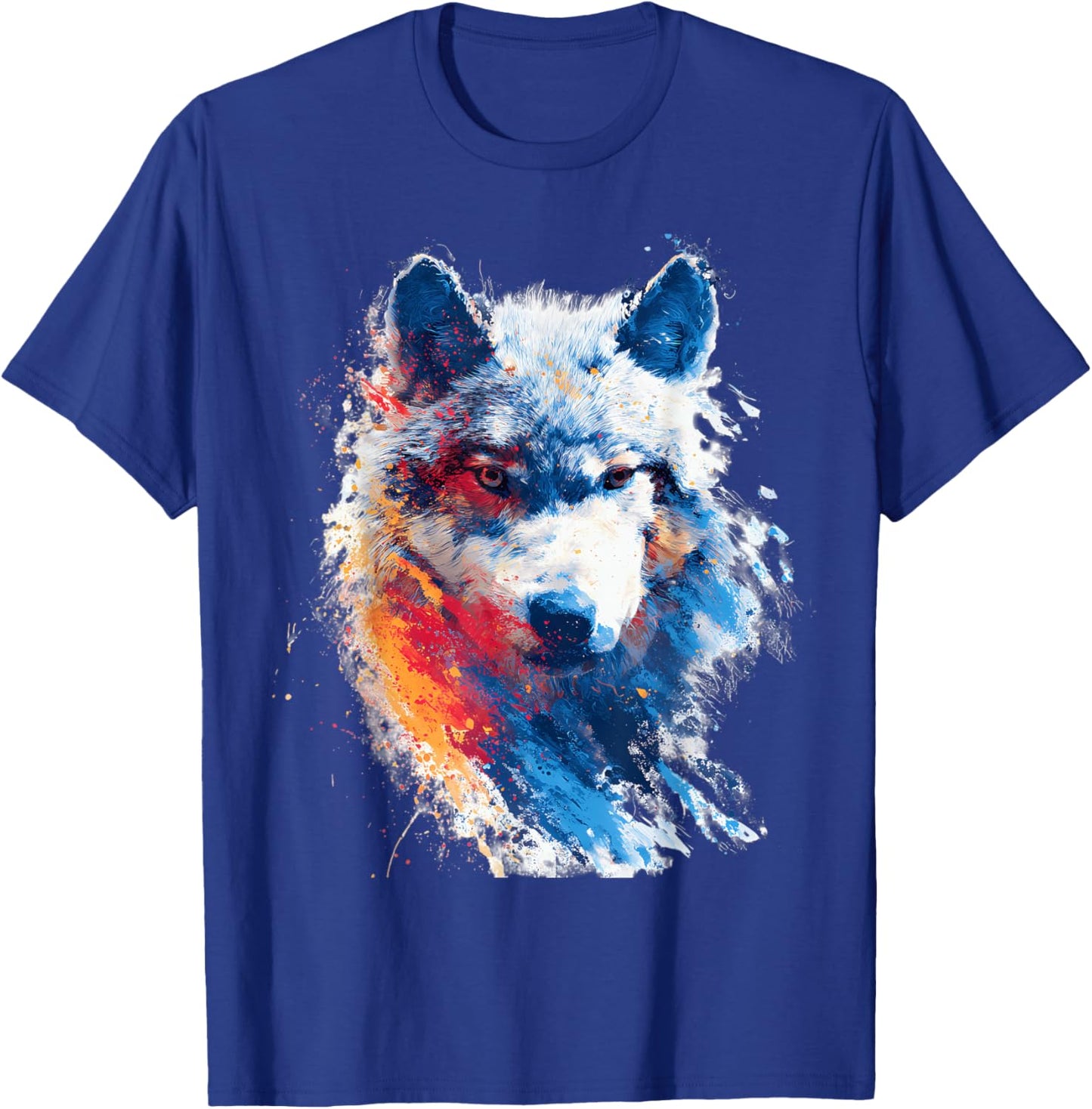 Wolf Face Art Graphic Wildlife Colorful Wolf Animal Lover T-Shirt - T-Shirt | Royal
