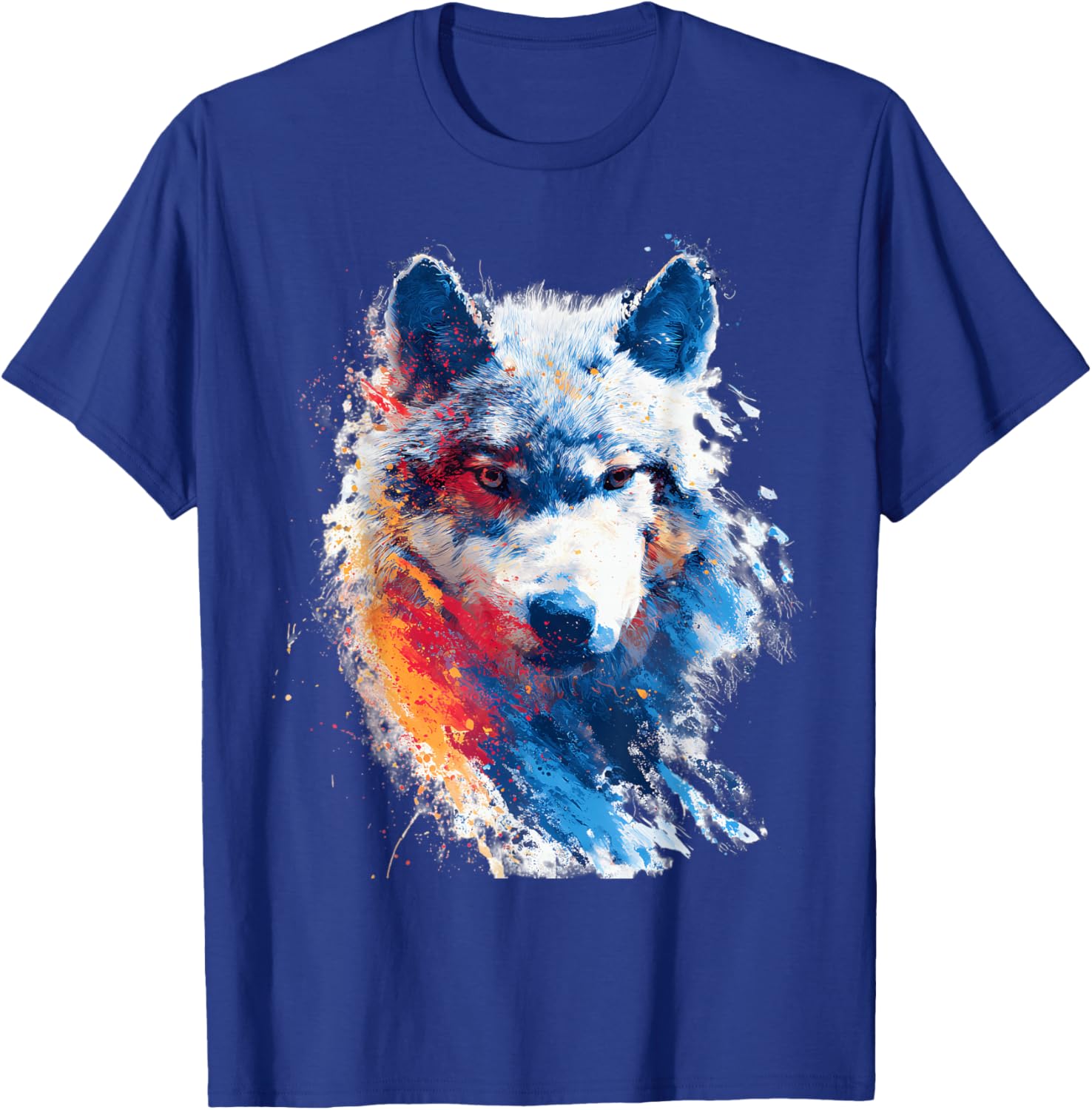 Wolf Face Art Graphic Wildlife Colorful Wolf Animal Lover T-Shirt - T-Shirt | Royal