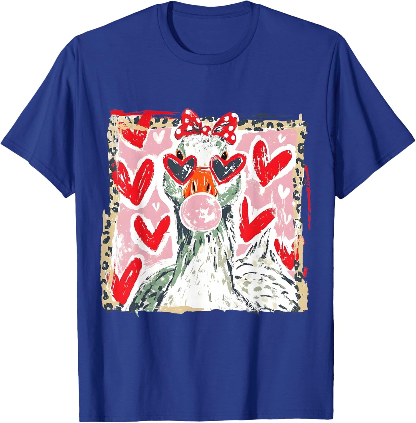 Leopard Valentine's Day Goose Cute Goose Lover Love Quote T-Shirt - T-Shirt | Royal