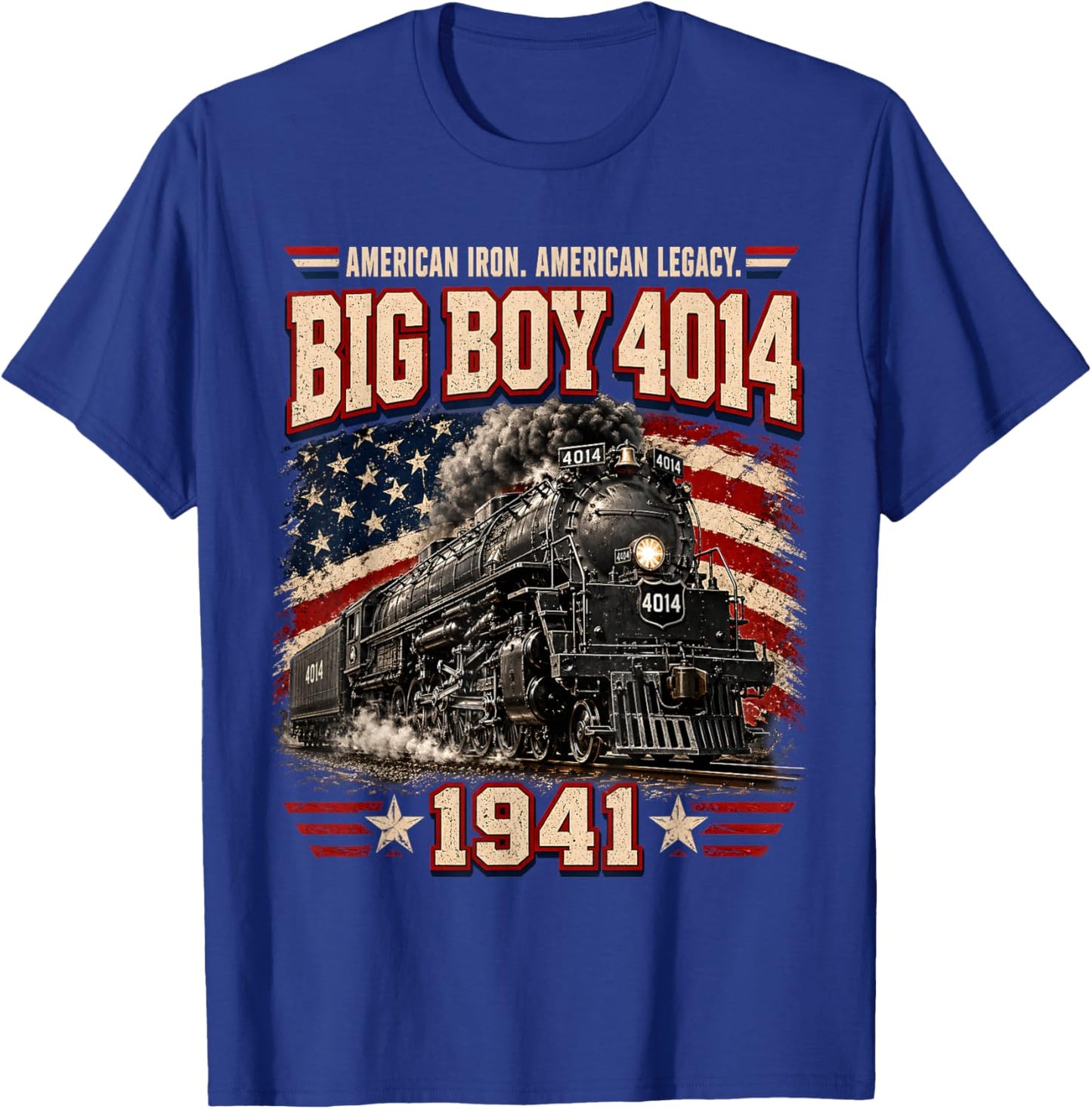 Big Boy 4014 Vintage Steam Locomotive Railroad Train Engine T-Shirt - T-Shirt | Royal