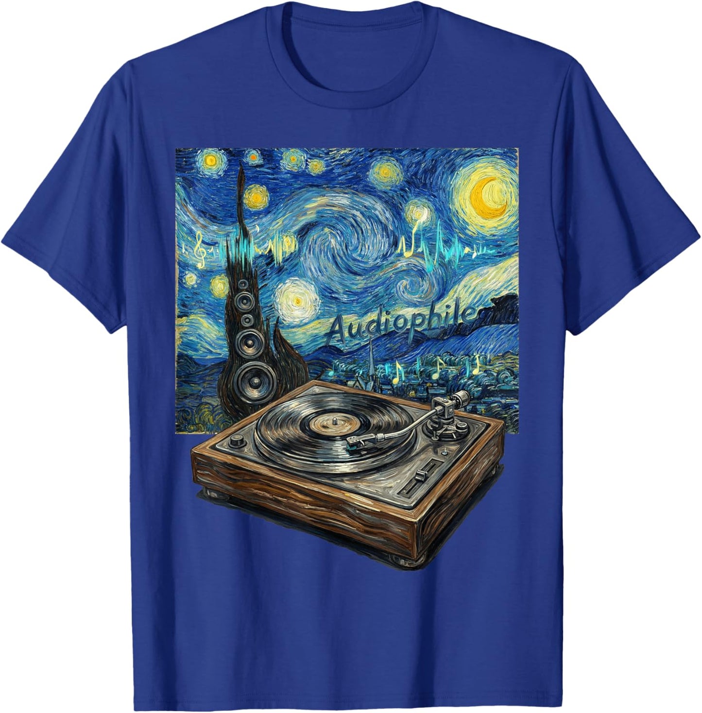 Audiophile Turntable Vinyl Van Gogh Art Gifts T-Shirt - T-Shirt | Royal