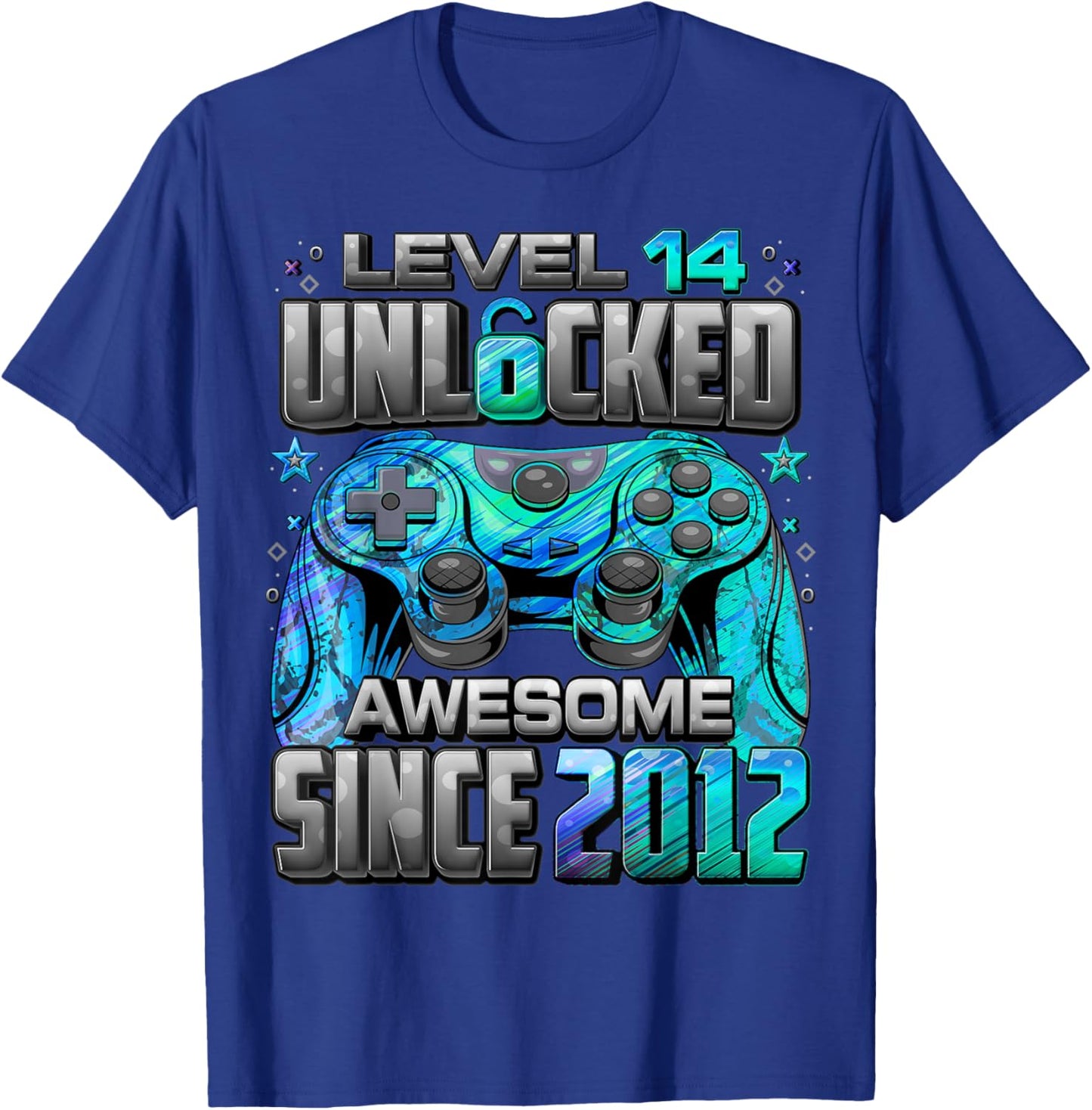 Level 14 Unlocked Awesome Since 2012 14th Birthday Gaming T-Shirt - T-Shirt | Royal