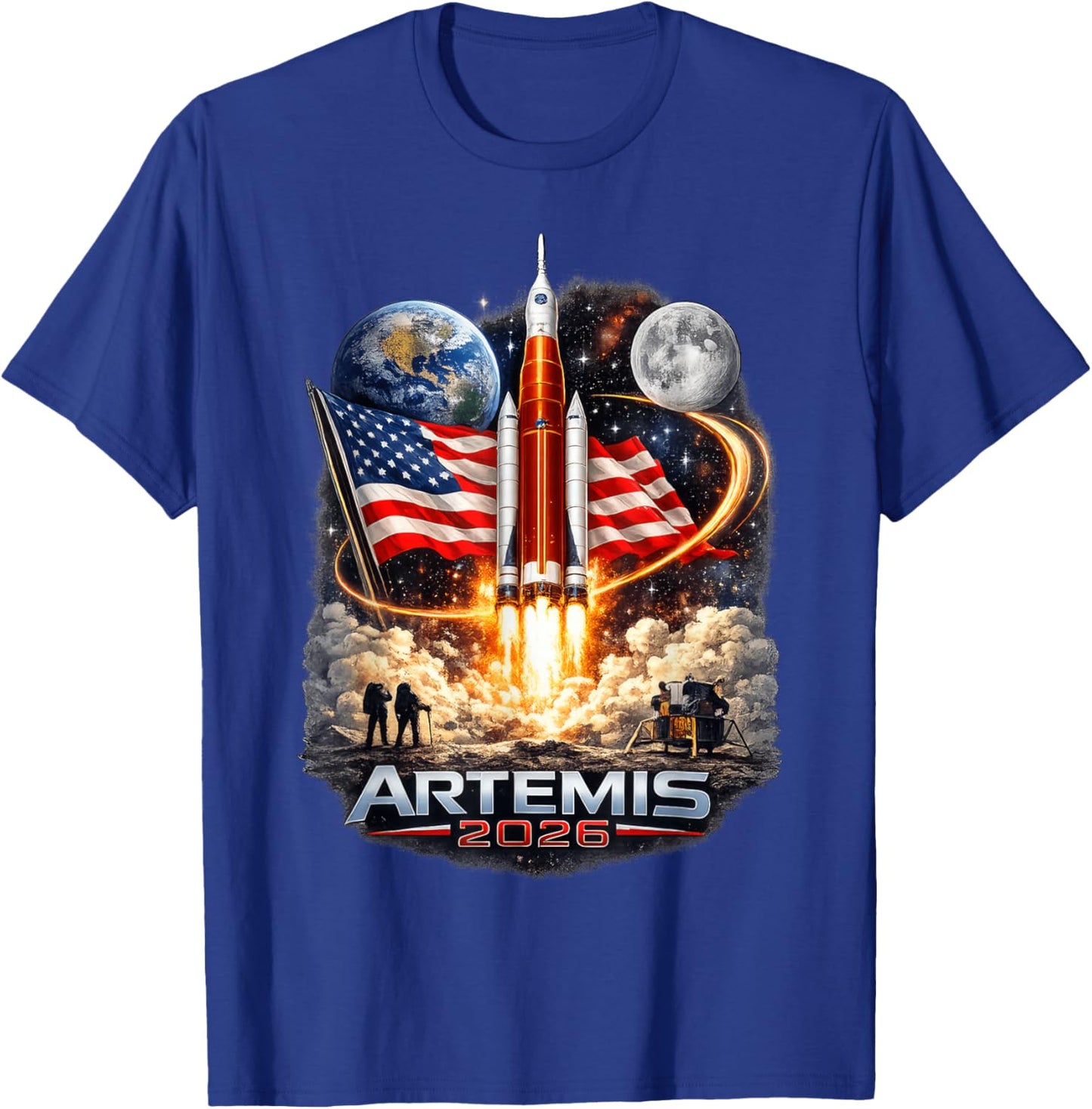Artemis II Rocket Space Launch Back to The Moon Mission 2026 T-Shirt - T-Shirt | Royal