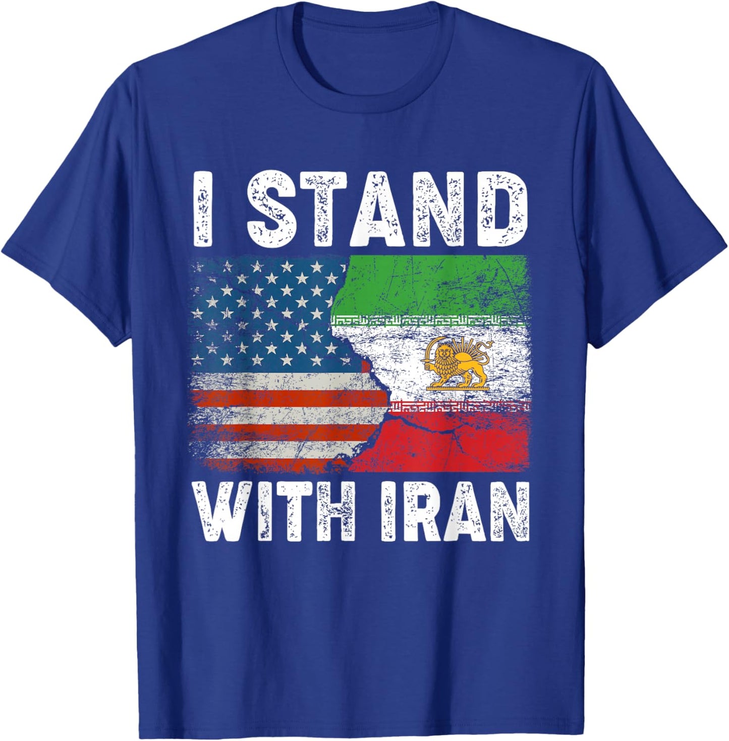 Iranian Flag I Stand with Iran Lion and Sun Flag MIGA Gift T-Shirt - T-Shirt | Royal