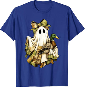 Camo Ghost Patchwork Halloween Spooky Duck Hunting T-Shirt - T-Shirt | Royal