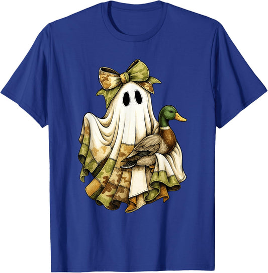 Camo Ghost Patchwork Halloween Spooky Duck Hunting T-Shirt - T-Shirt | Royal