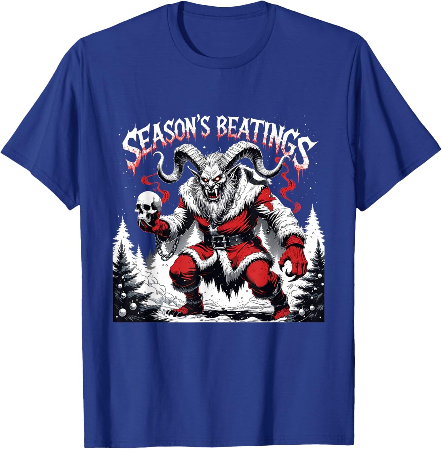 Season’s Beatings Krampus Horror Christmas T-Shirt - T-Shirt | Royal